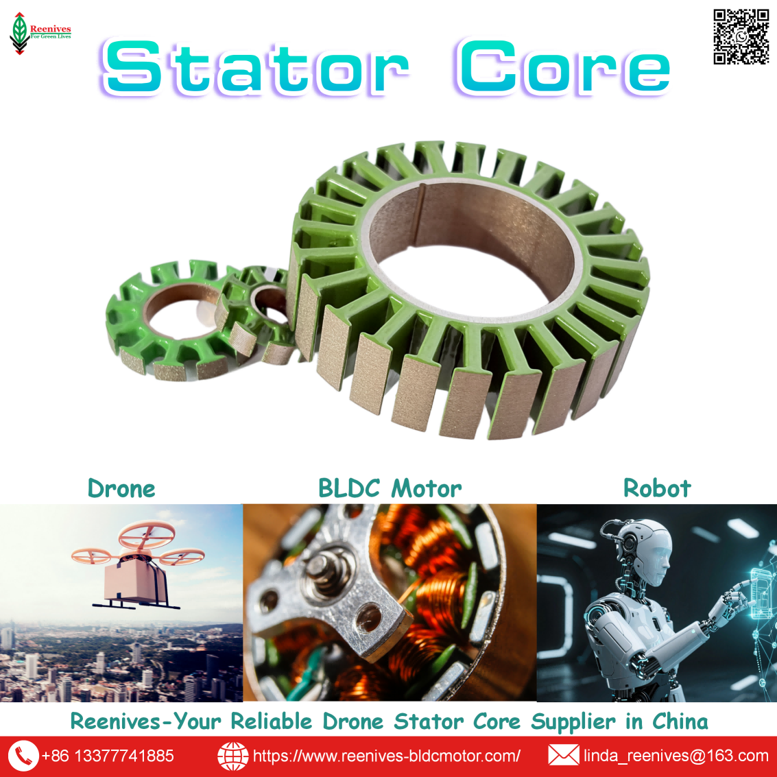 Reenives: Electric Motor Laminations supplier. Custom stator cores, free samples, global shipping.